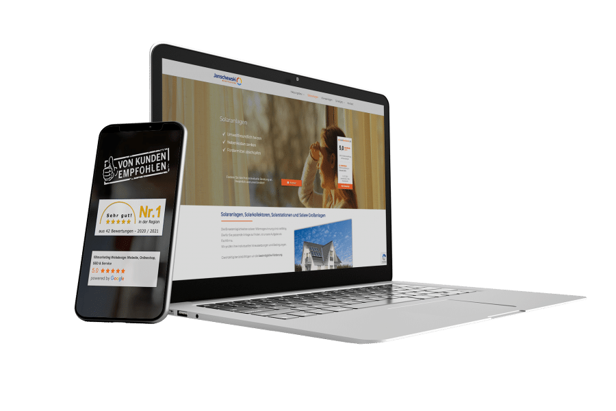 Website Design Nürnberg: Beispiel für Notebook und Smartphone